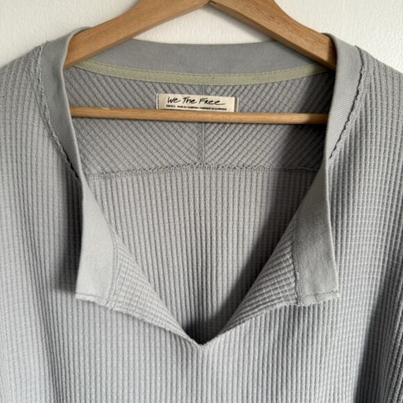 FREE PEOPLE We The Free Monterey Thermal Gray Long Sleeve Top Small Oversized - Picture 3 of 14